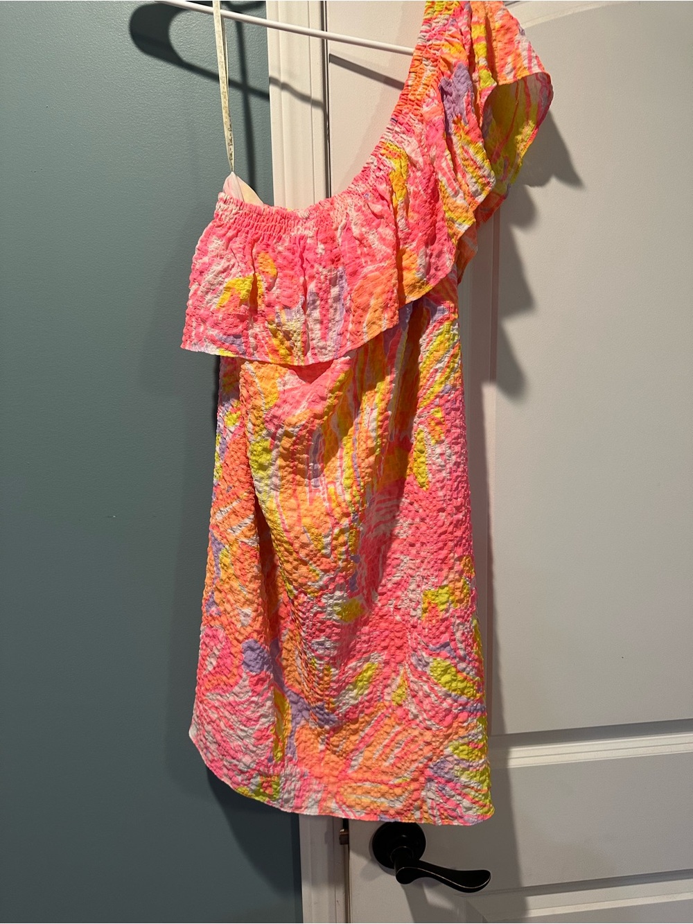 Lilly Pulitzer One-Shoulder Ruffle Dress in Pink, Yellow, Purple
